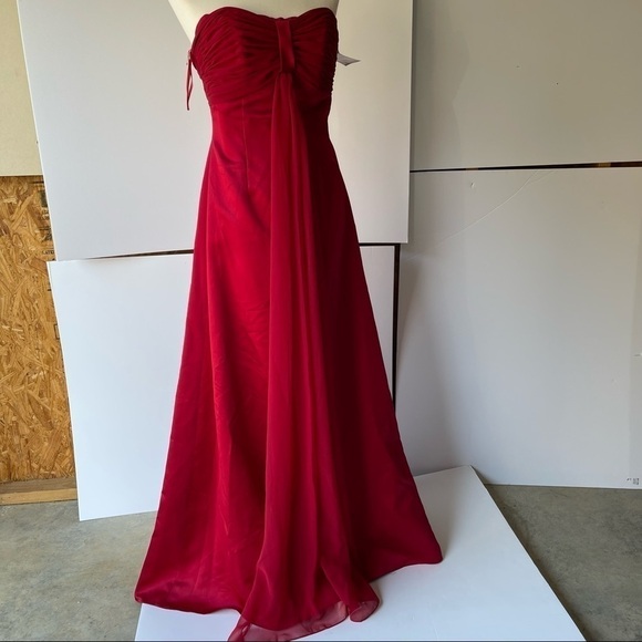 Women's Red Lace Long Maxi Formal Evening Cocktail Bridesmaid Prom Dress, Sz 10 - Picture 13 of 16